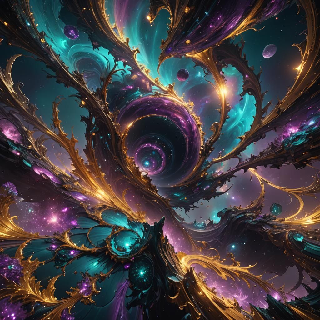 Cosmic Mysticism: Primordial Void of Swirling Colors