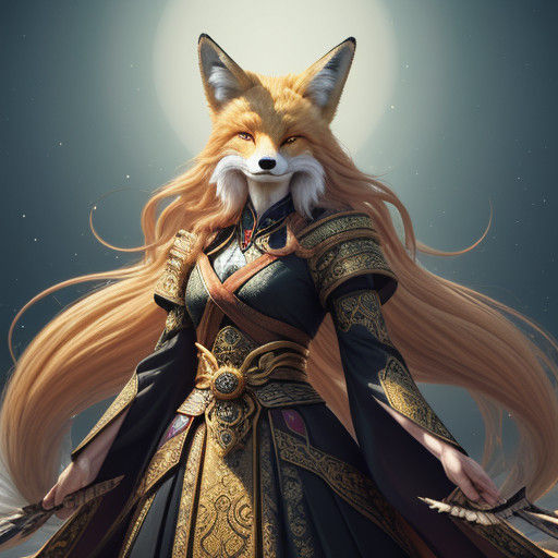 Elegant Woman Empowered by Grateful Demon Fox