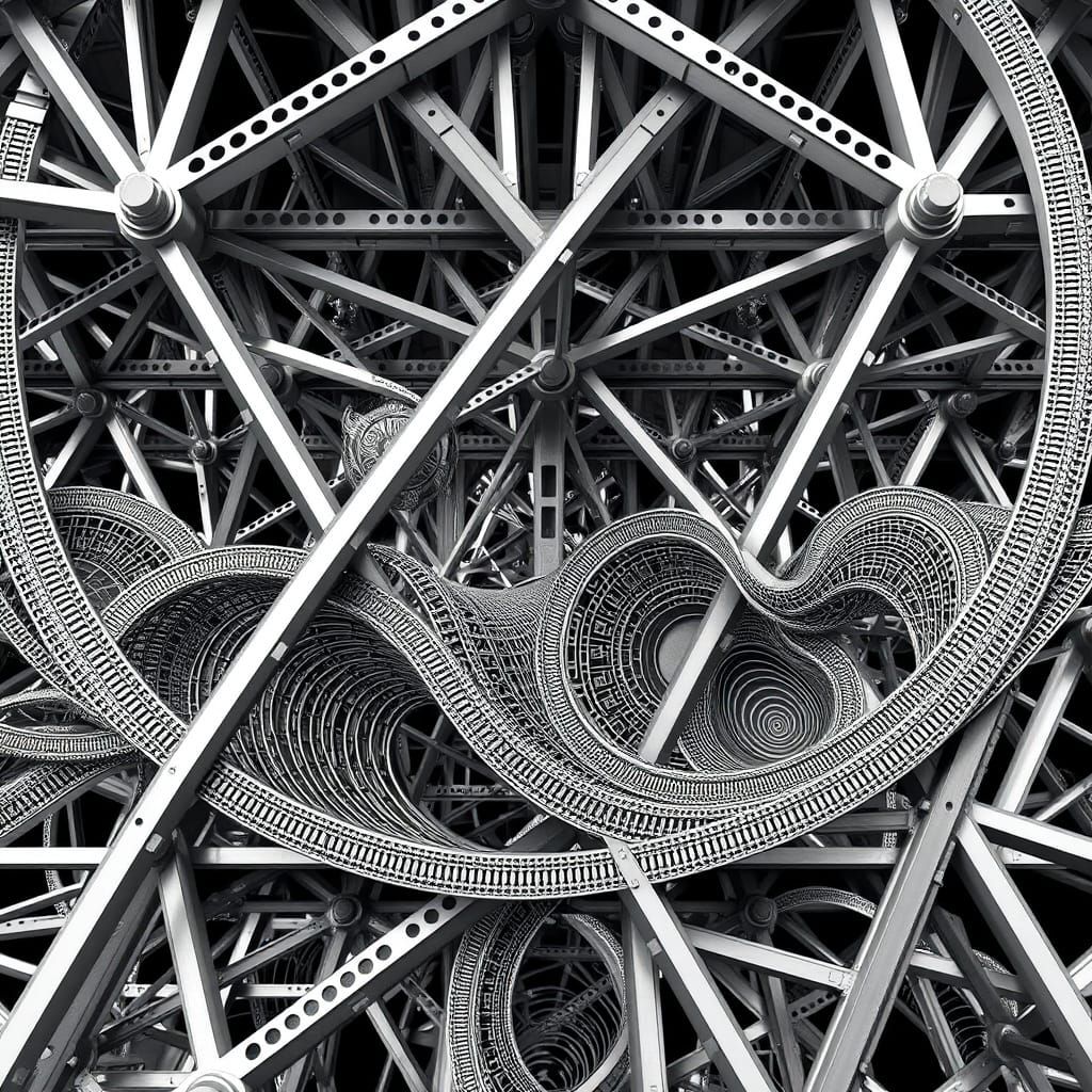 Abstract Steel Structure with Geometric Patterns