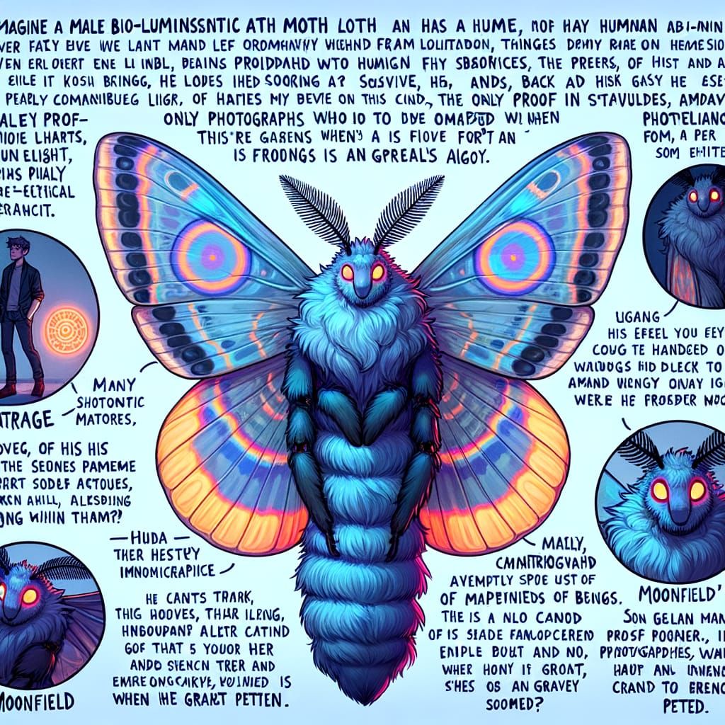 Bio-luminescent Moth with Human Features Communicating with ...