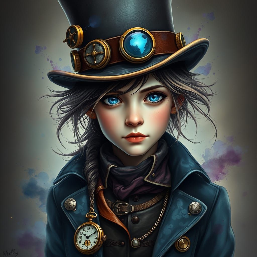Steampunk Siren with Glowing Blue Eyes