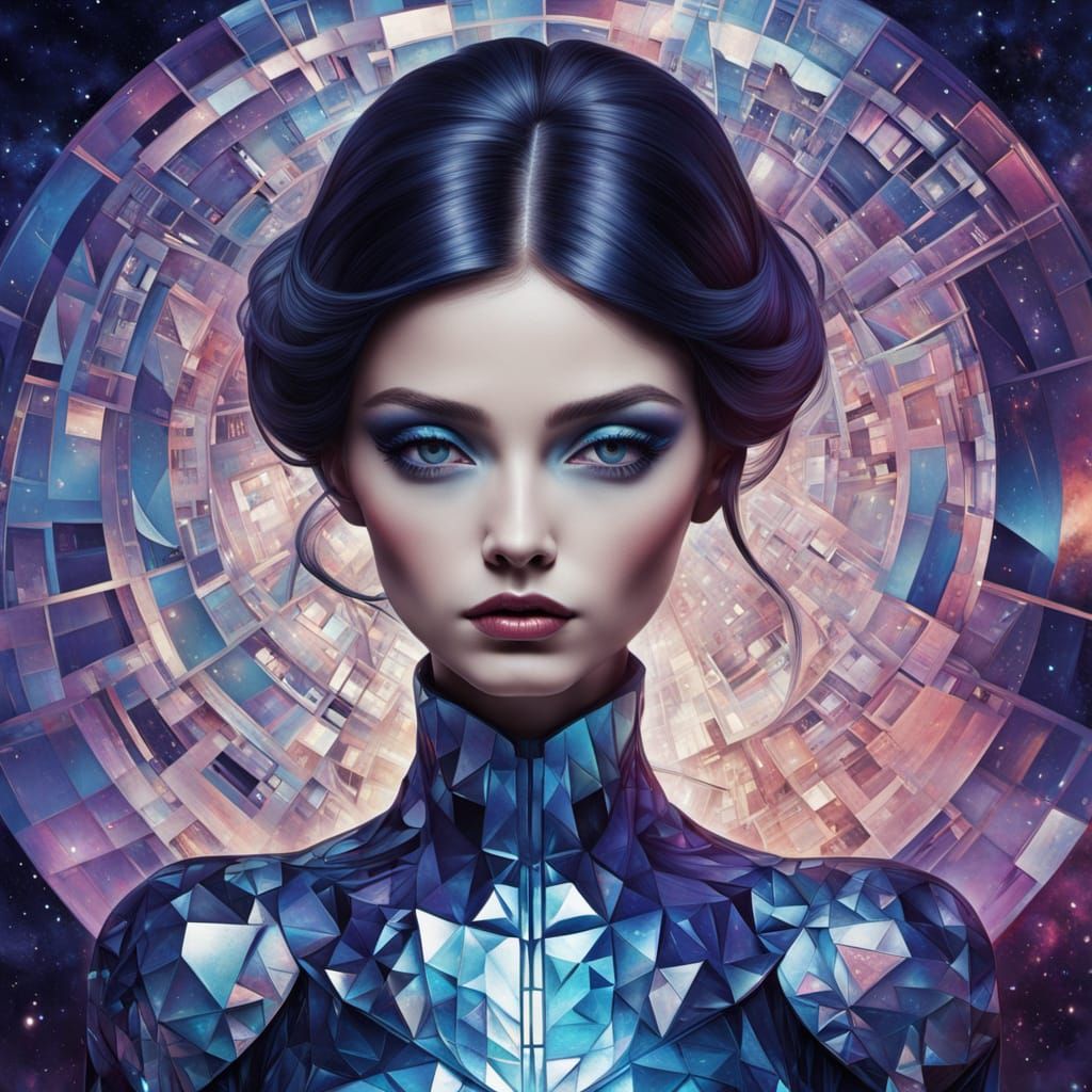 Ethereal Lady in Cosmic Splendor