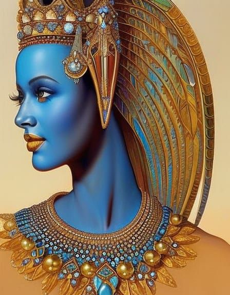 Babylonian Goddess Portrait with Ornate Jewelry