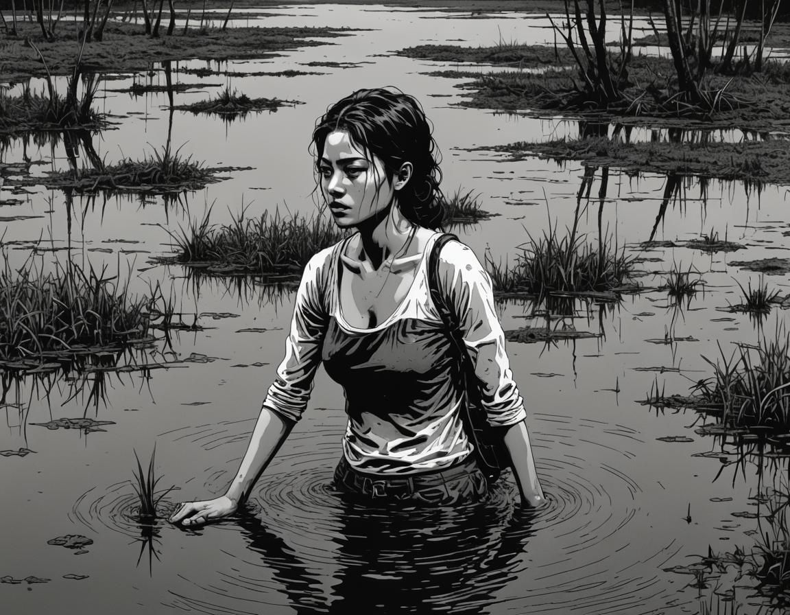 Sinister Swamp Scene with Ominous Atmosphere