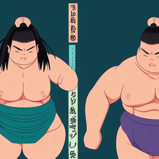 Muscular Sumo Wrestler in Studio Ghibli Anime Style