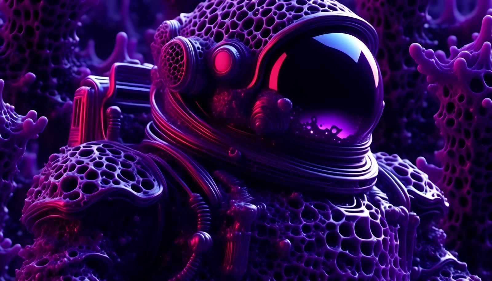 Violet Astronaut in 3D Mesh Array