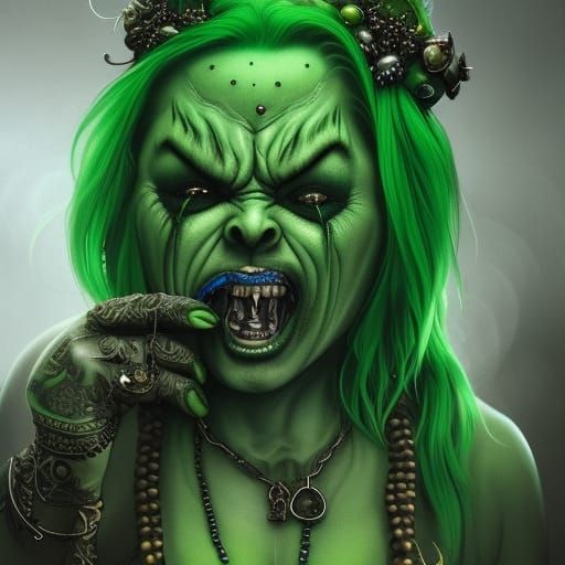 Voluptuous Female Goblin in Dark Fantasy Style