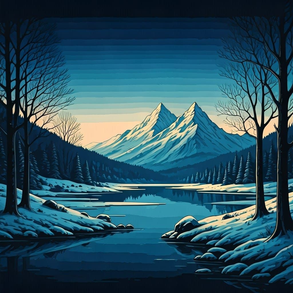 Majestic Winter Wonderland in Monochromatic Splendor