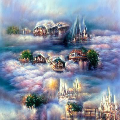 Ethereal Floating City in the Sky