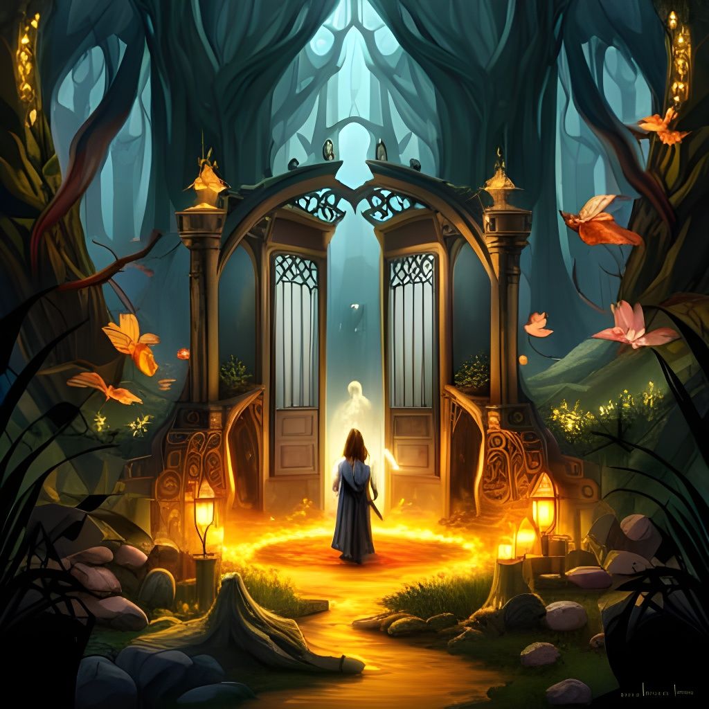 Enchanted Forest Portal with Magical Creatures
