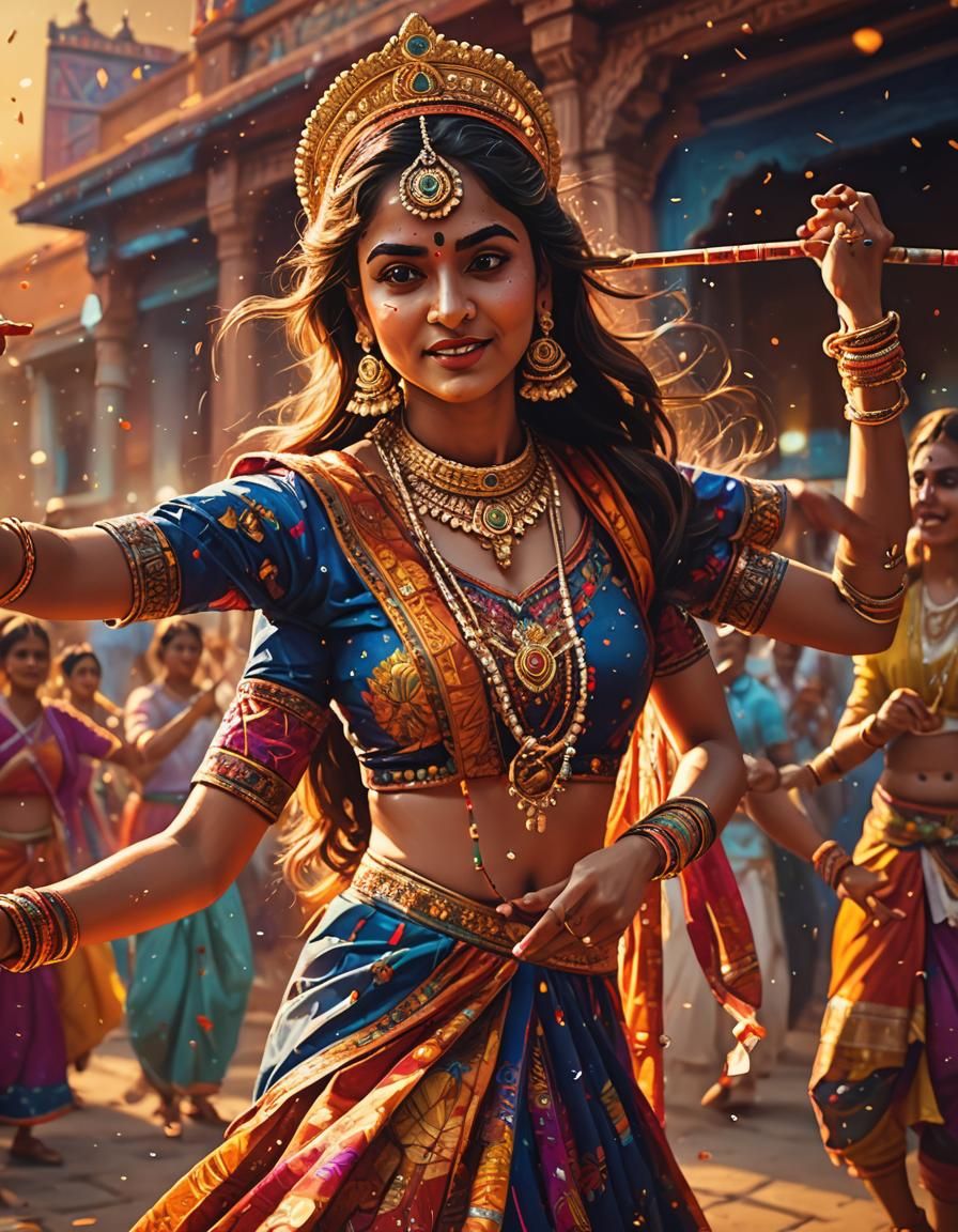 Dandiya Raas Dancer in Vibrant Navratri Celebration