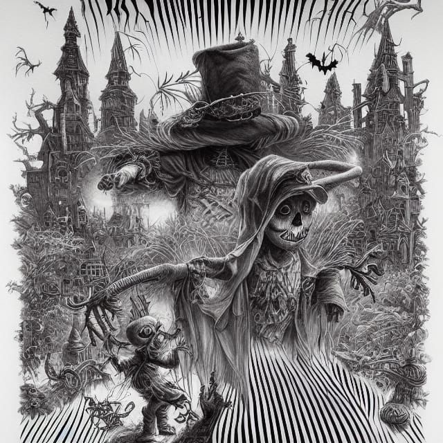 Surreal Halloween Scene in Joe Fenton Style