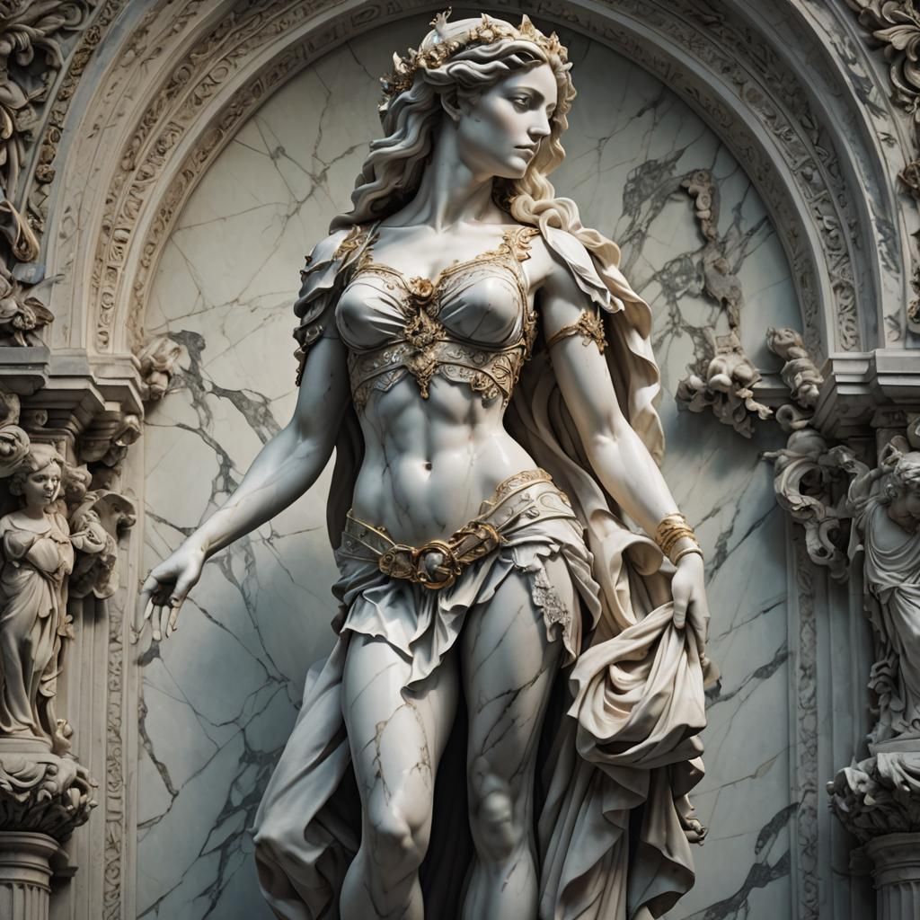 Stunning Marble Statue of a Beautiful Woman in Digital Art