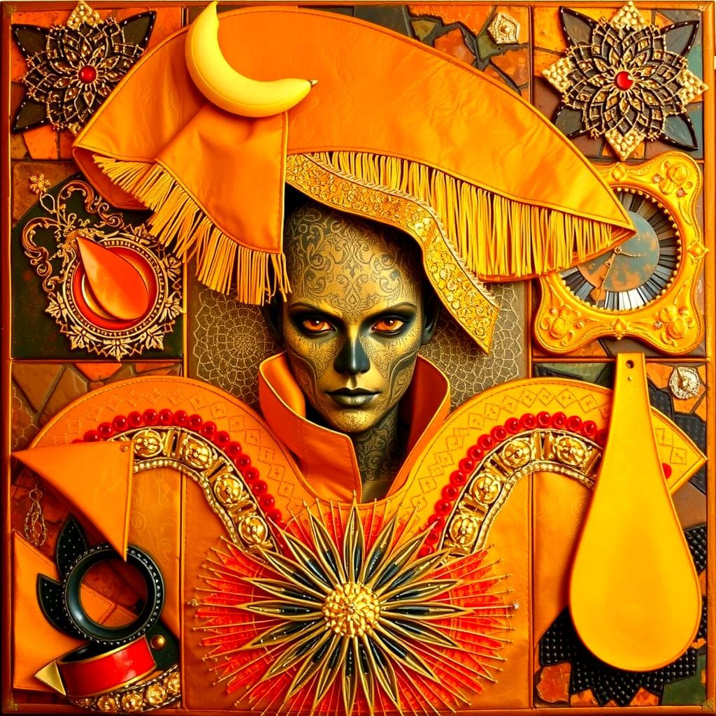 Dazzling Avant-garde Mosaic Masterpiece in Metallic Leather