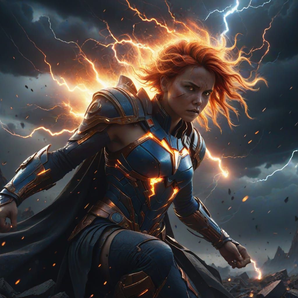 Cosmic Hero Unleashing Energy in Shattered Dimension