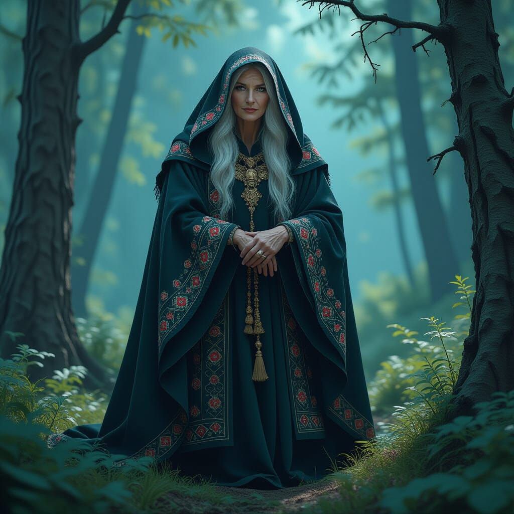 Mystical Forest Hag in Dark Fantasy Style