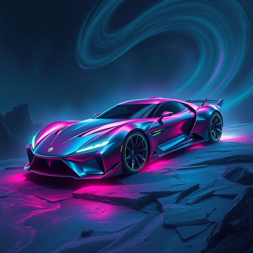 Otherworldly Car on Alien Planet in Fantasy Art Style