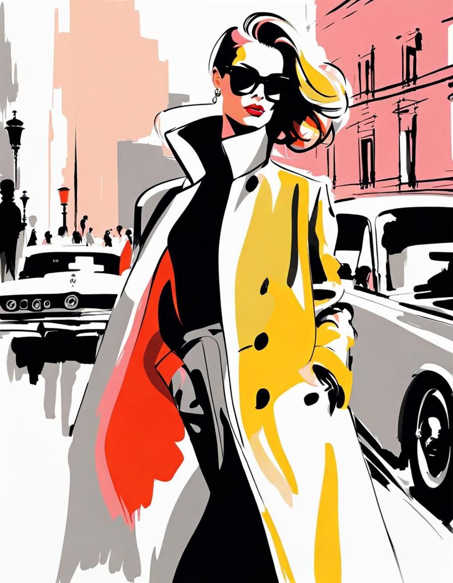 Glamorous Street Style Fashion Illustration in Pastel Colors