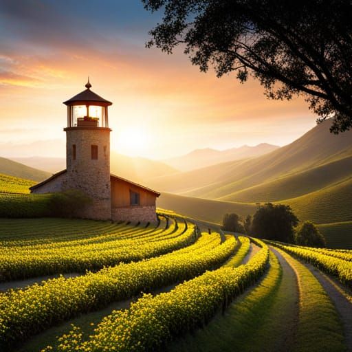 Enchanting Vineyard: A Fantasy Concept Art