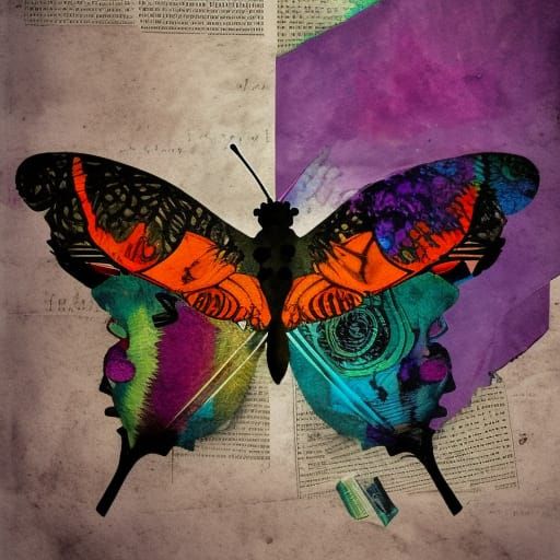 Butterfly Collage in Modern Boho Style