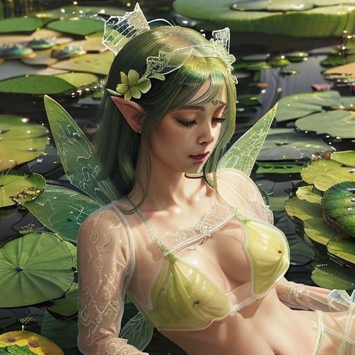 Fairy Queen in Lace Bikini: Hyperrealistic Portrait