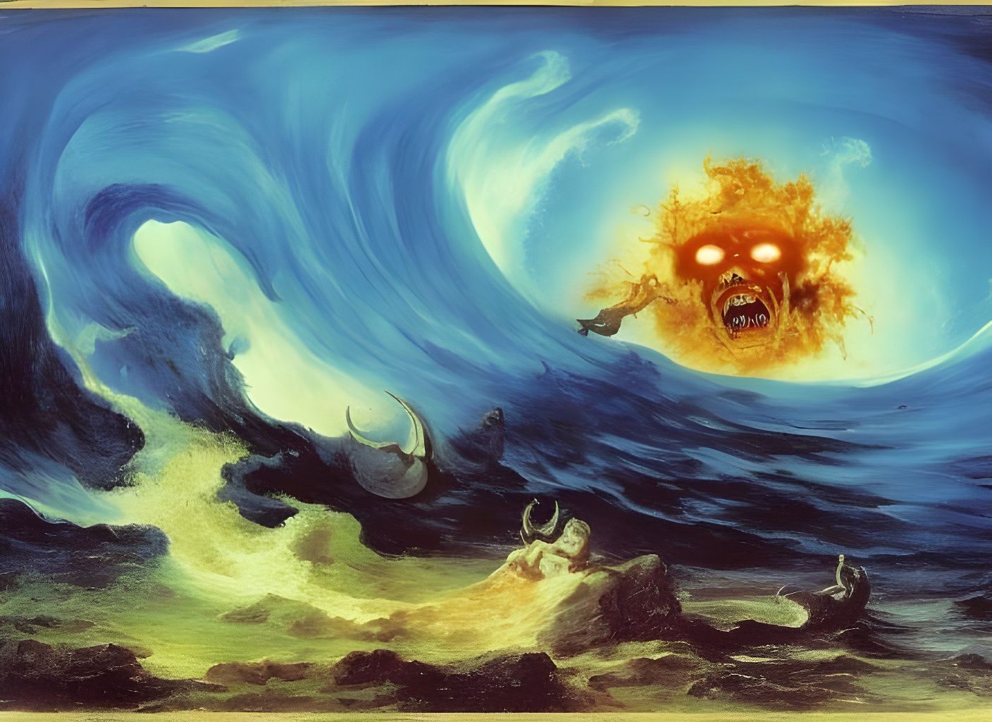 Eldritch Fire God Rises from Tidal Wave