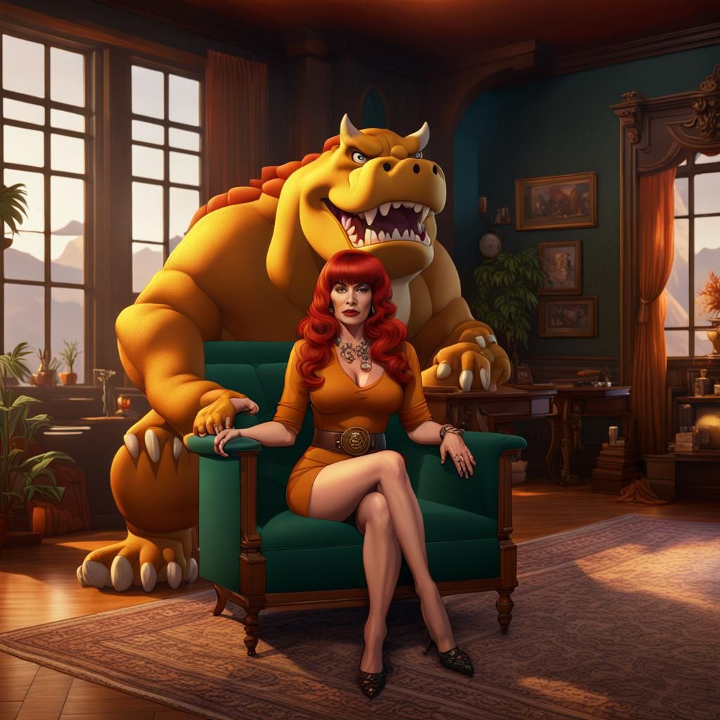 Peggy Bundy and Bowser: Detailed Matte Painting