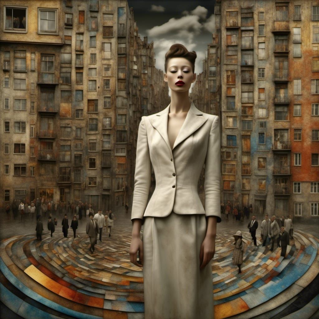 Polychromatic Abstract Cityscape in Matte Painting Style