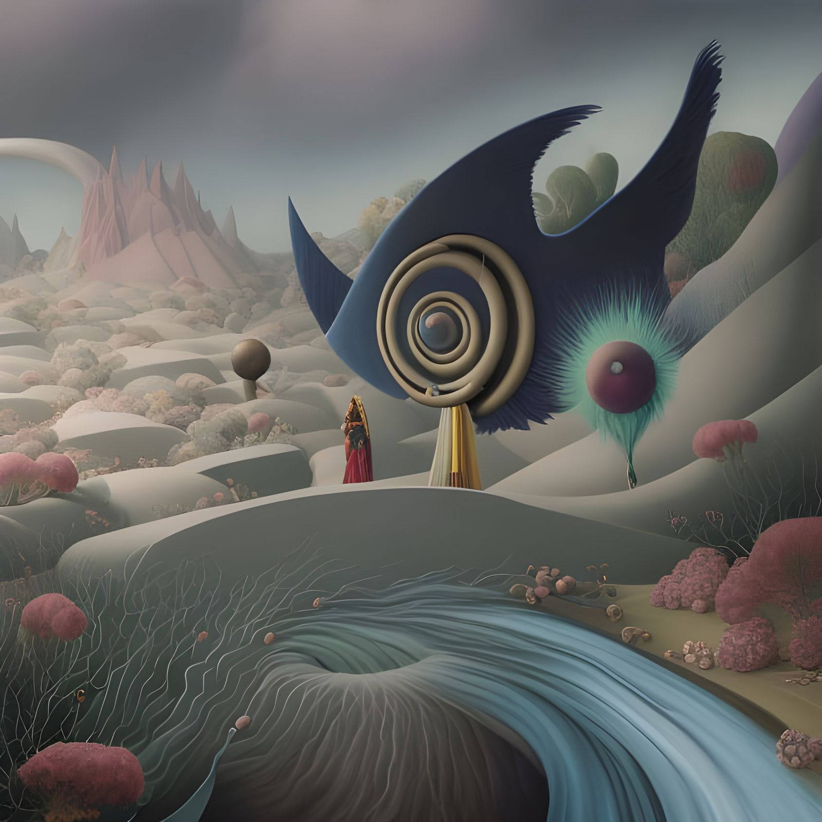 Surreal Biological Scene with Magical Particles