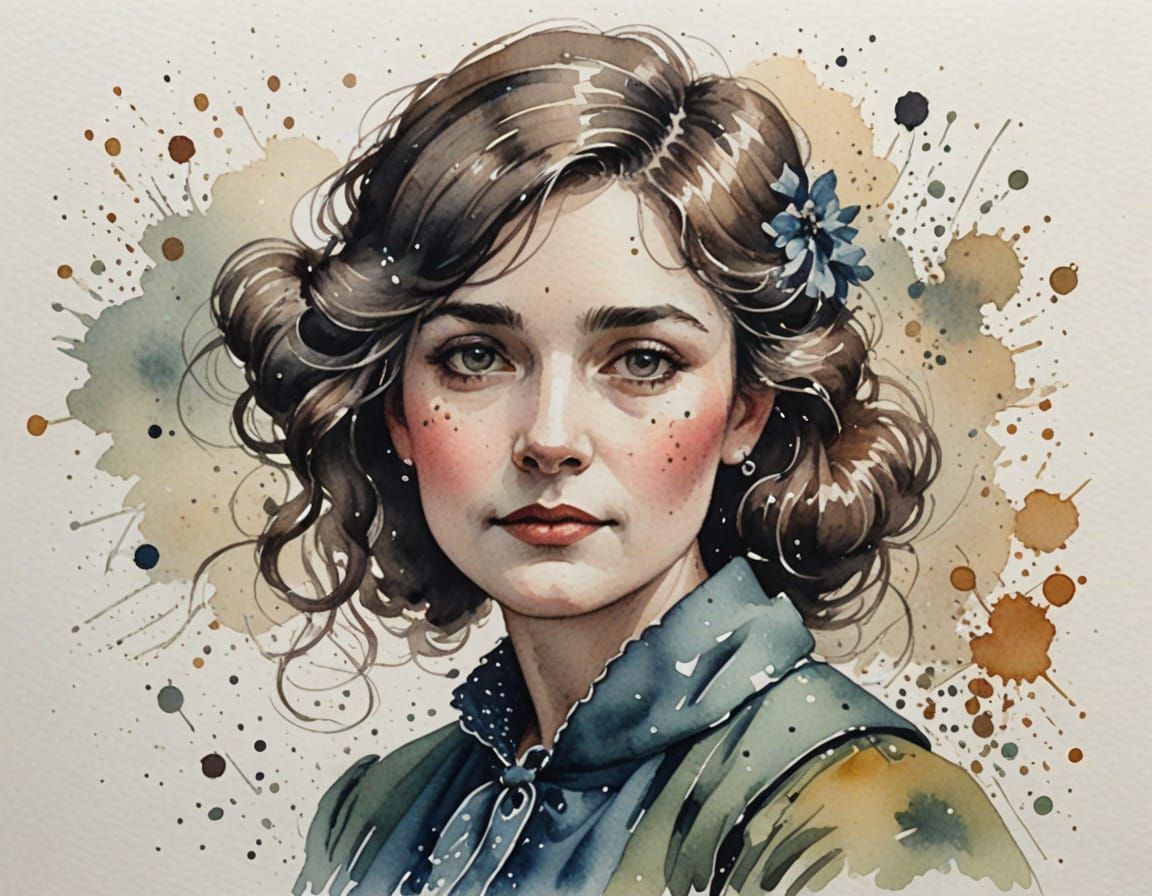 Delicate Watercolour Sketch in Edwardian Style