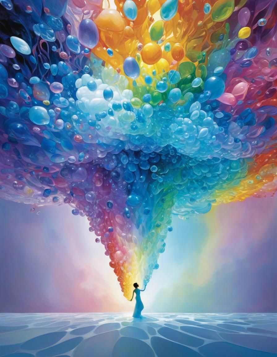 Abstract Mixed Media in Prismatic Colors