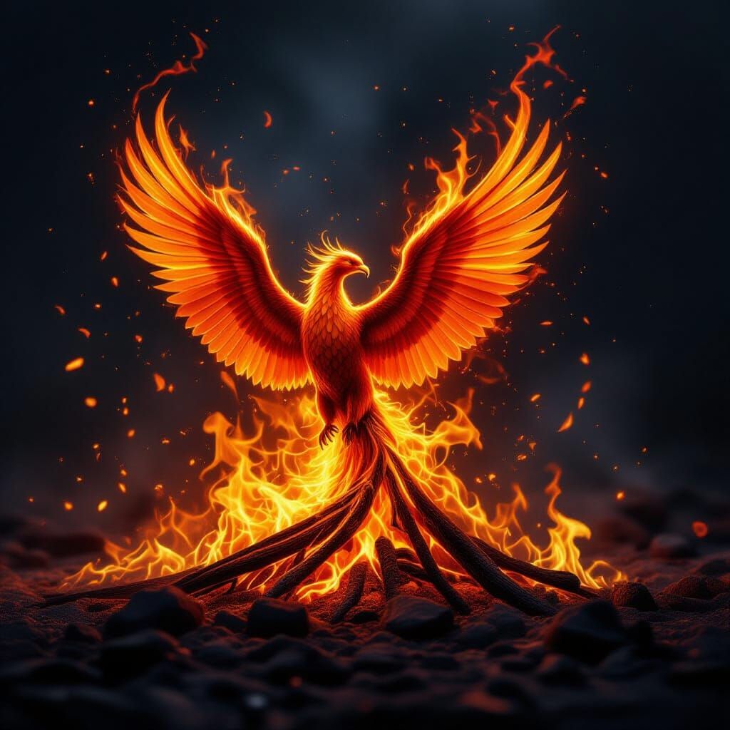 Phoenix Rising From Flames