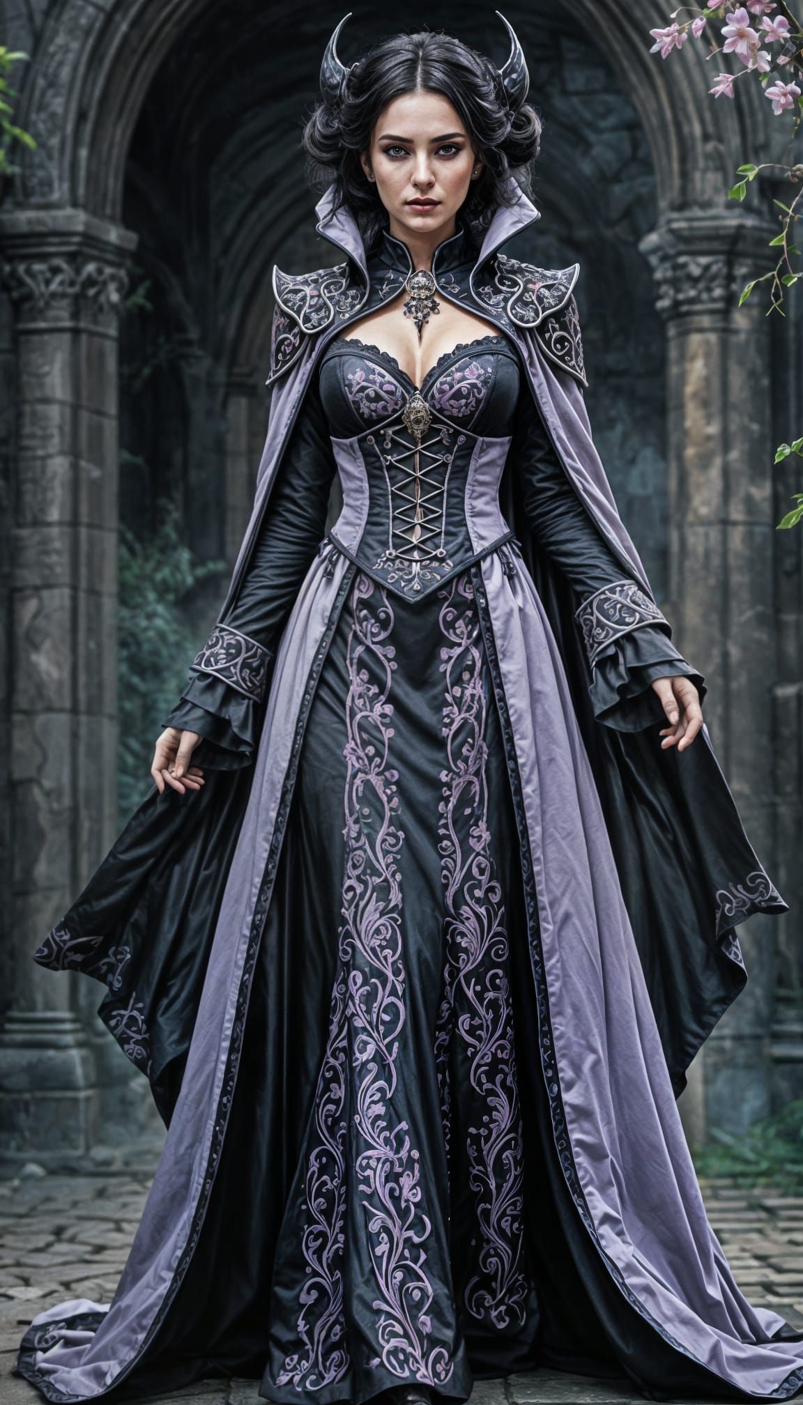 Powerful Female Warlock in Pastel Gothic Style