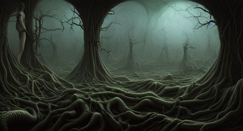 Eldritch Horror: Crowned Figure in Surreal Painting