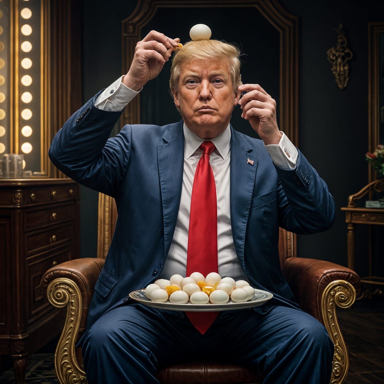 Surrealist Donald Trump Adorns Hair with Soft Boiled Eggs an...