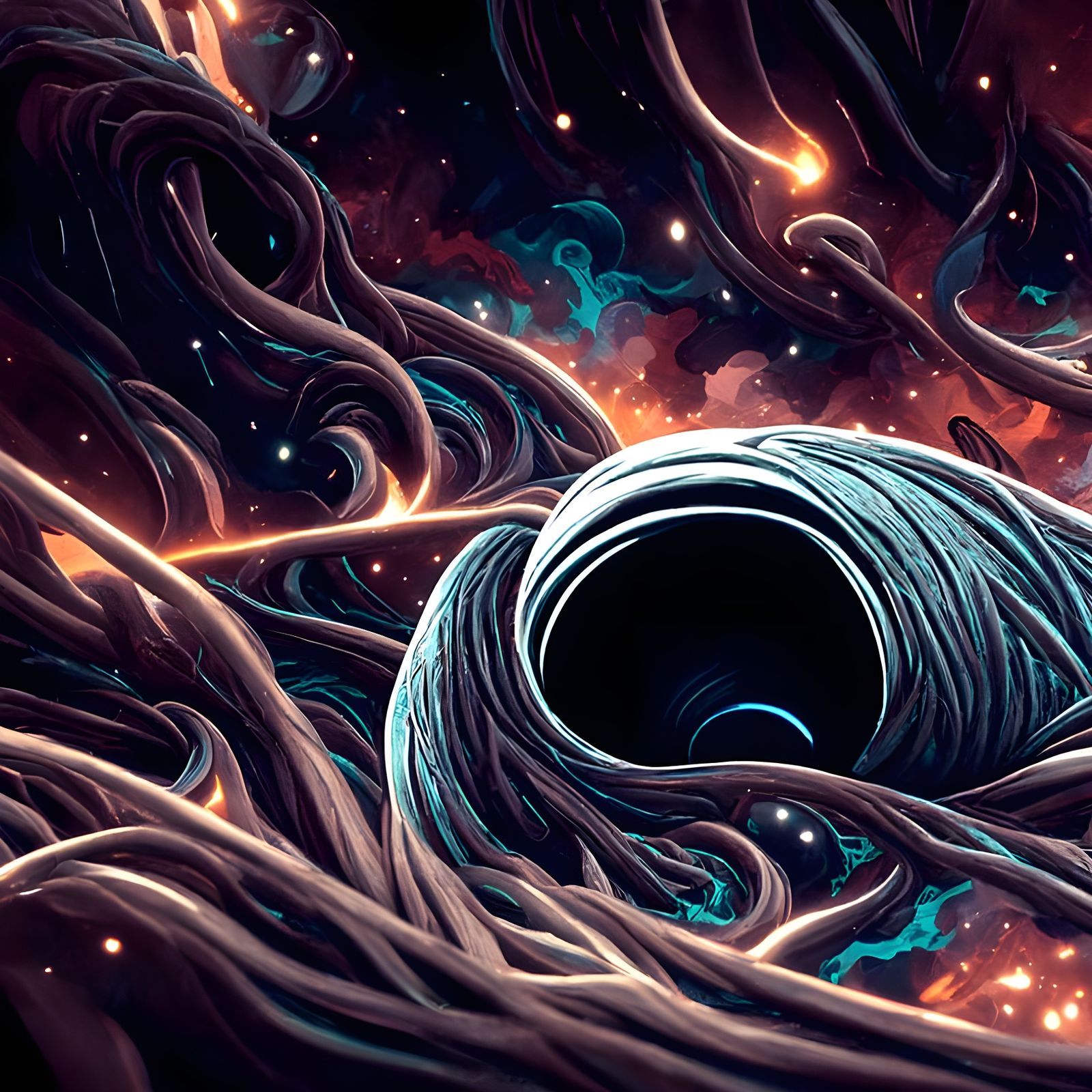 Cosmic Wormhole: Digital Black Paper Art