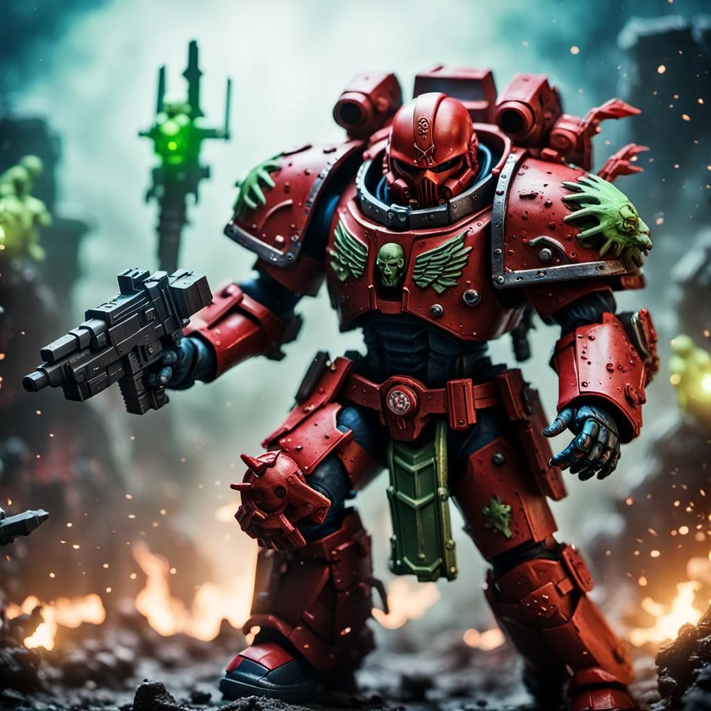 Warhammer 40K Space Marine Action Figure in Anime Style