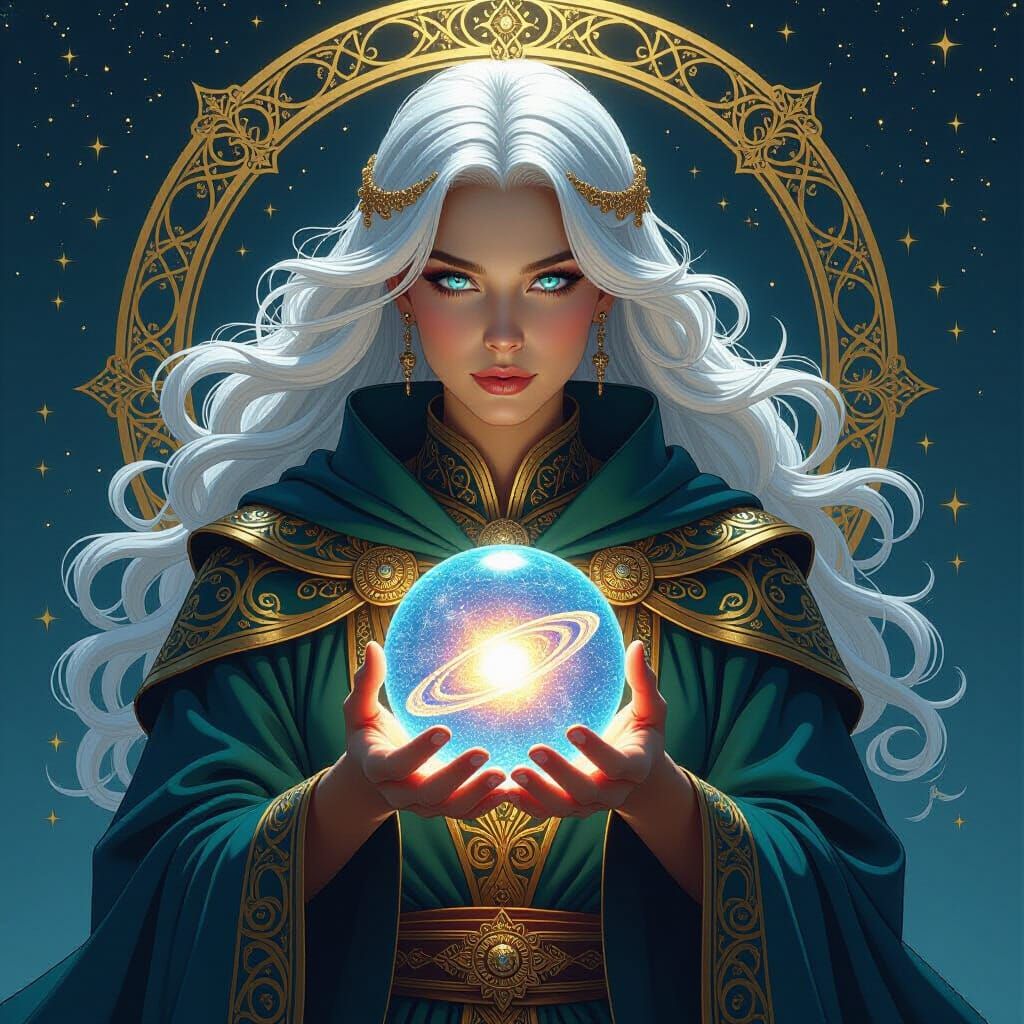 Celestial Sage in Art Nouveau Frame