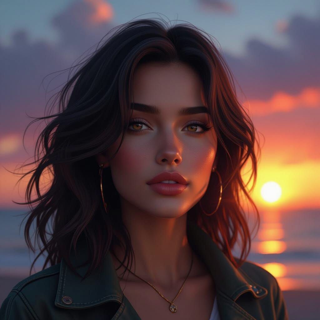 Sunrise Portrait Concept Art in Dramatic Lighting