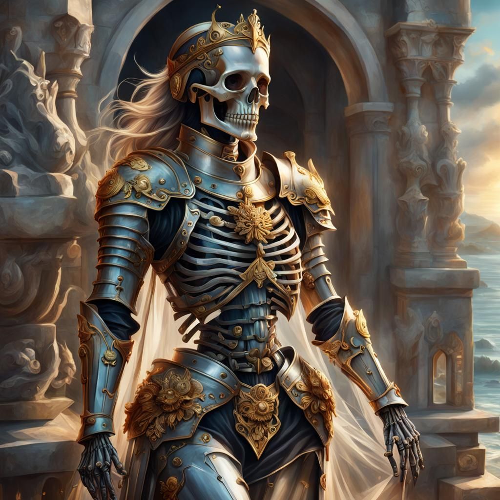 Gorgeous Knight Skeleton Portrait in Hyperrealistic Style