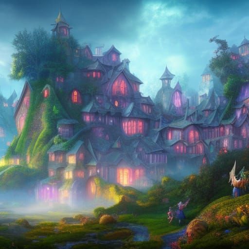 Detailed Fairy Town Concept Art
