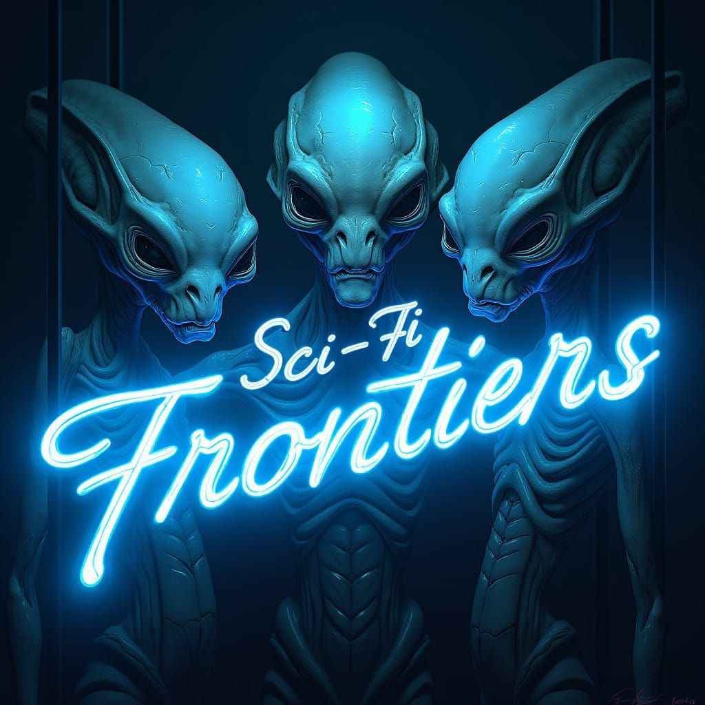 Ethereal Neon Sign in Futuristic Curved Font