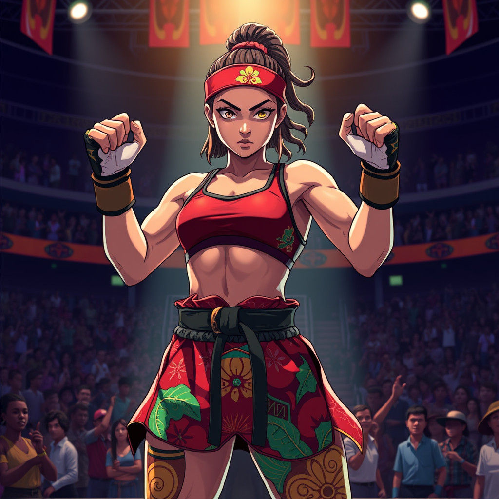 Victorious African Warrior in Anime Fighting Tournament