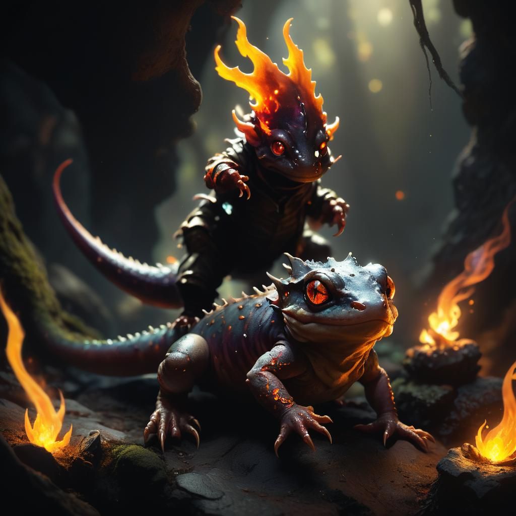 Salamander Sprite in Dark Fantasy Style