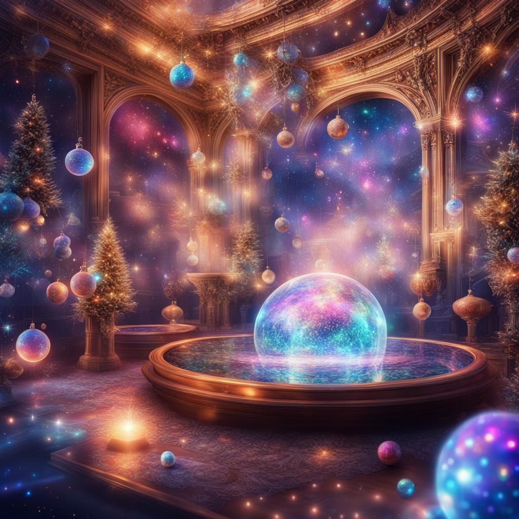 Luxury Christmas in Holographic Astral Illustration