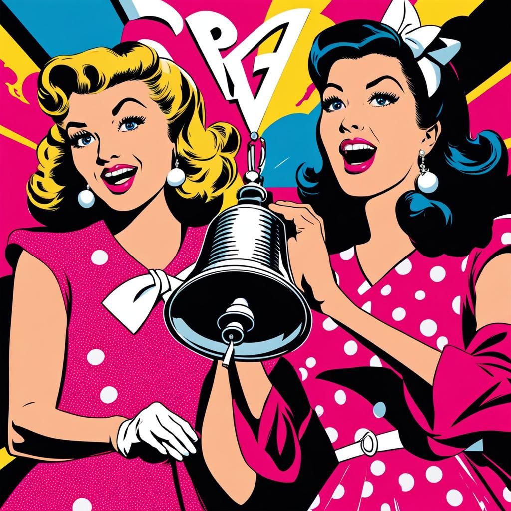 Pop Art: Women Celebrate Ringing a Bell