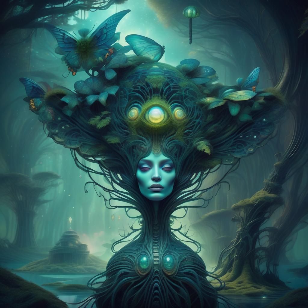 Surreal Fae Faces in Luminescent Fantasycore Art