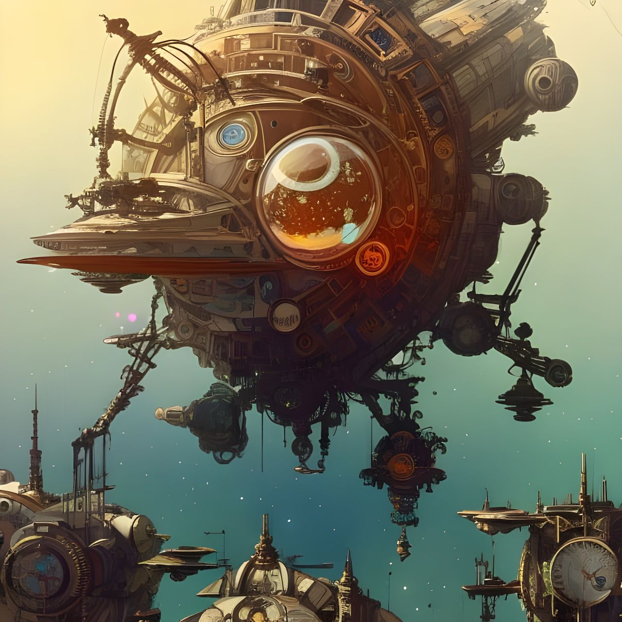 Steampunk Art Nouveau Spaceship Megastructure