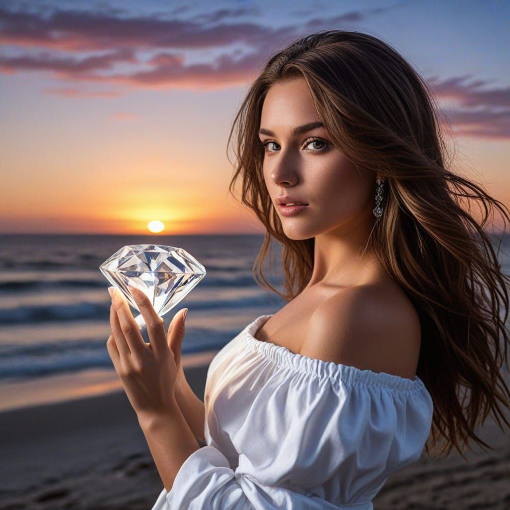 Mystical Woman by Moonlit Sea: Diamond Painting