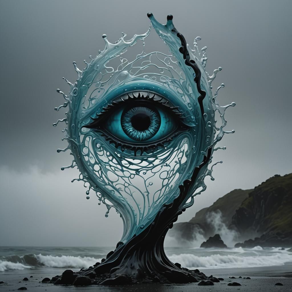 Bioluminescent Glass Sculpture in Dark Fantasy Style